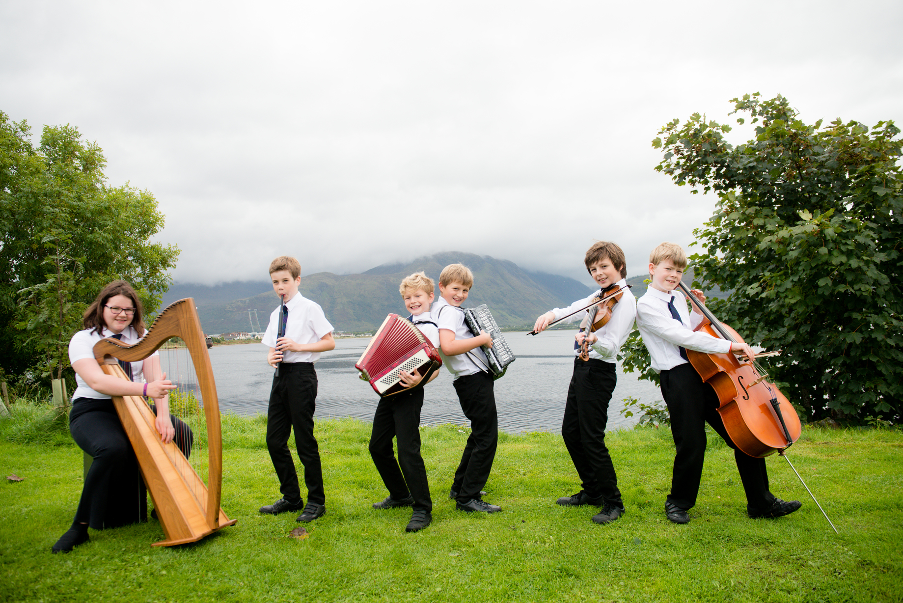 (L-R) Ciara MacDonald (11), Owen MacRaild (9), Shane O'Rua (10), Arran Stephen (10), Seumas MacFarlane (10), Seumas Stevenson (9) 