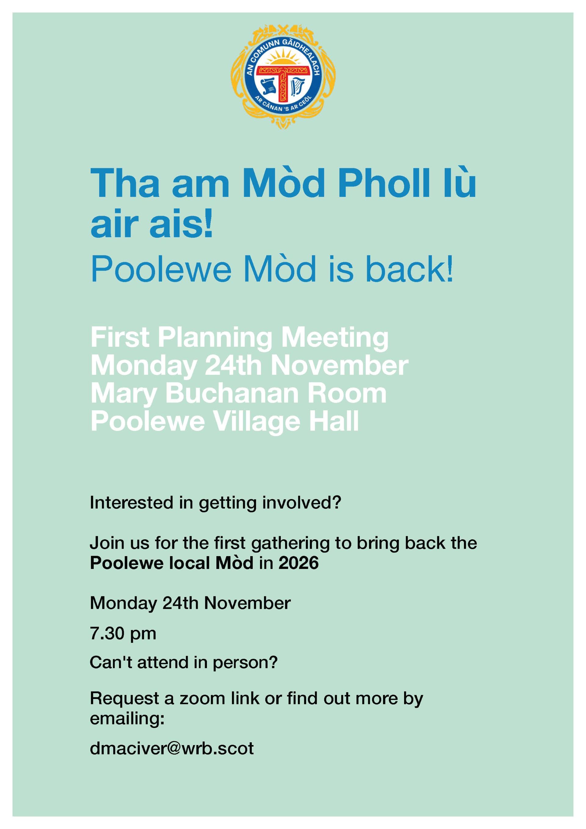 Poolewe Local Mòd Meeting Poster